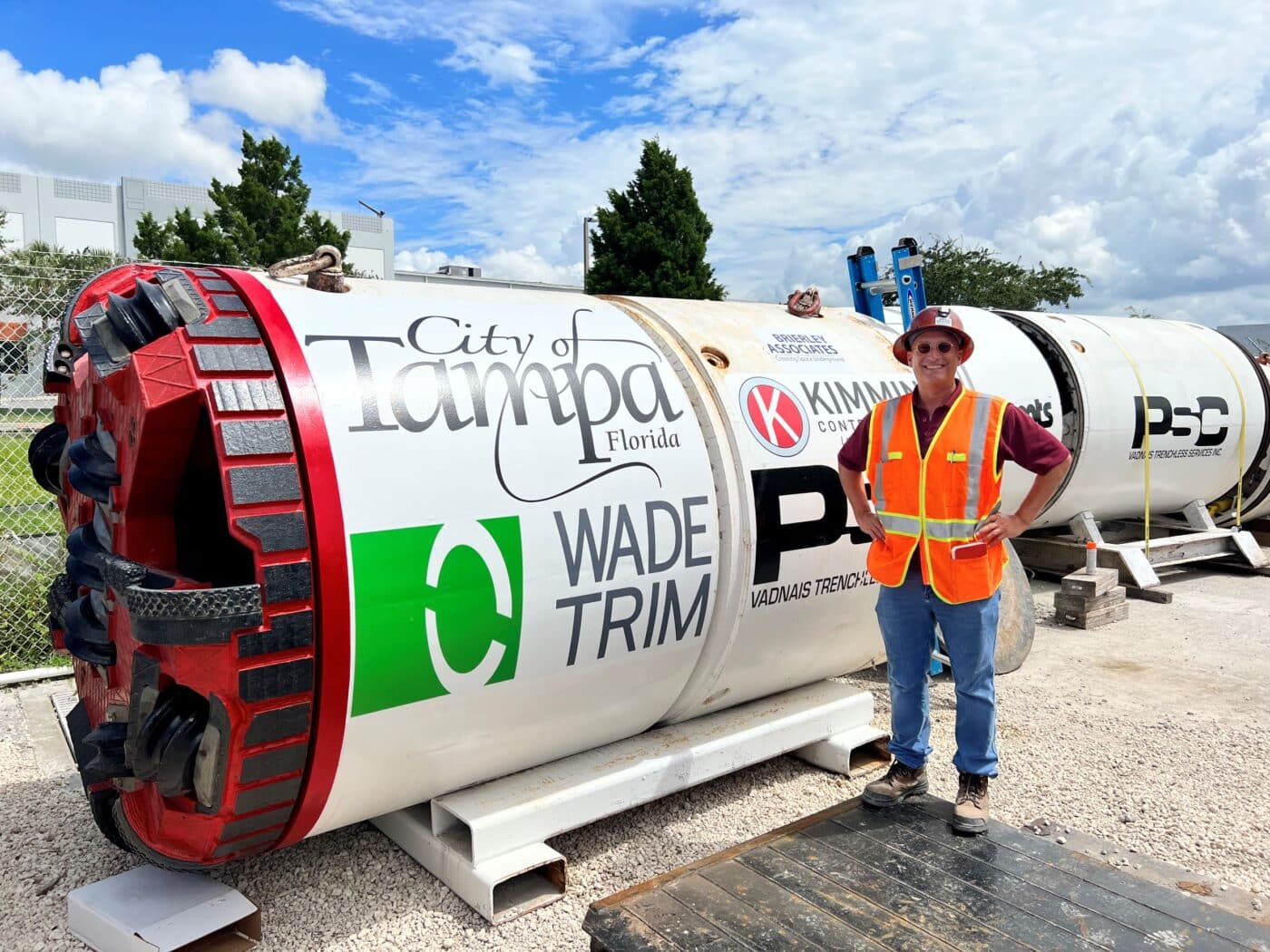 Dave Sackett stands next to the MTBM used in this Tampa crossing